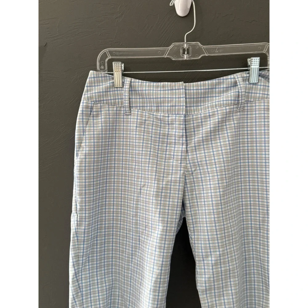 Adidas‎ Womens Plaid Golf Shorts Blue Tan Check Performance Size 4 Preppy